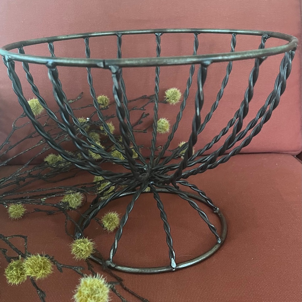Spiral Twisted Metal Decorative Basket Large